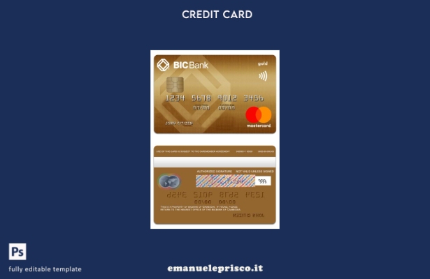 modello di carta mastercard oro di credito BICBank Cambogia stile verificato